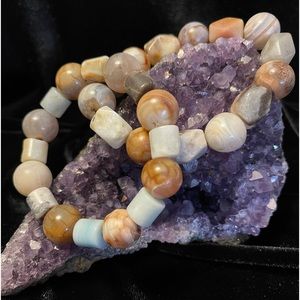 Chunky Botswana Agate Bracelet Set